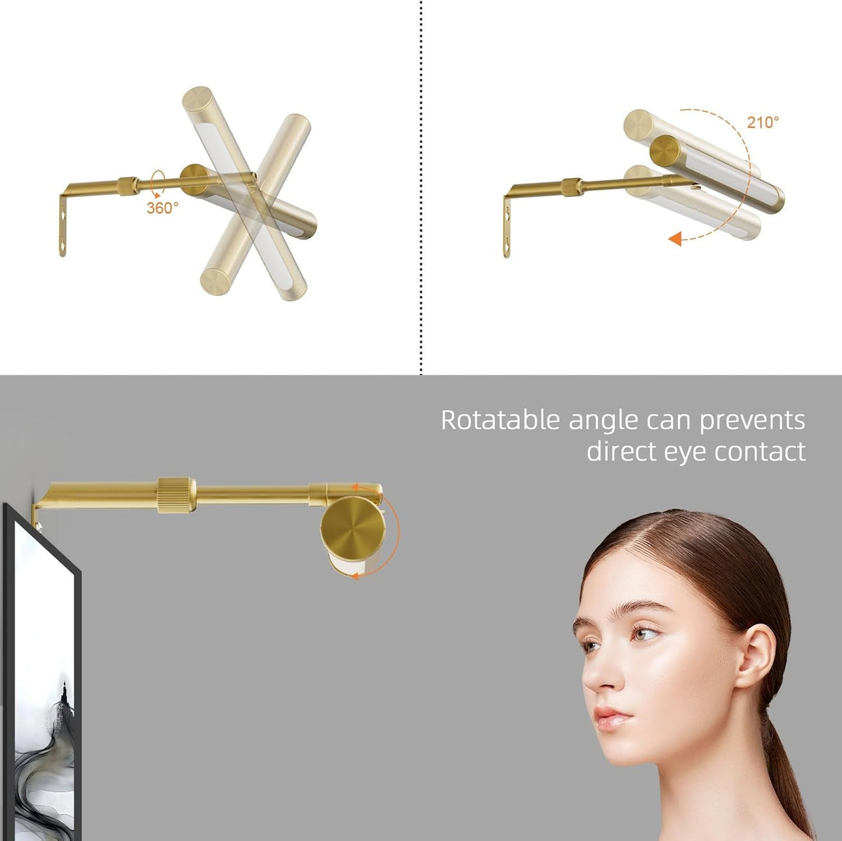 4W Picture Light Plug in, 12" Adjustable LED Art Light with Remote Control, Dimmable Wall Light for Picture Display Dartboard Art Work (Gold)