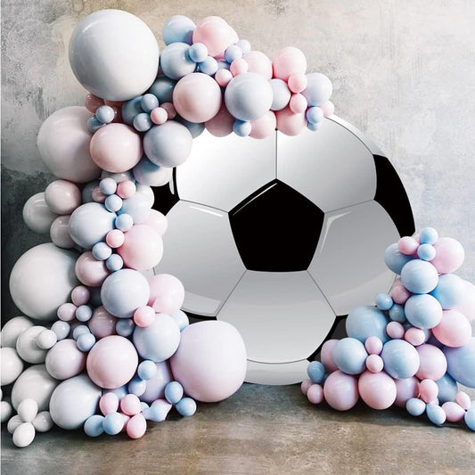 Leyiyi 5x5ft Soccer Round Backdrop Black and White Round Backdrop Cover Sports Theme Football Background for Kis Boys Man Birthday Party Newborn Soccer Gender Reveal Party Decoration Banner