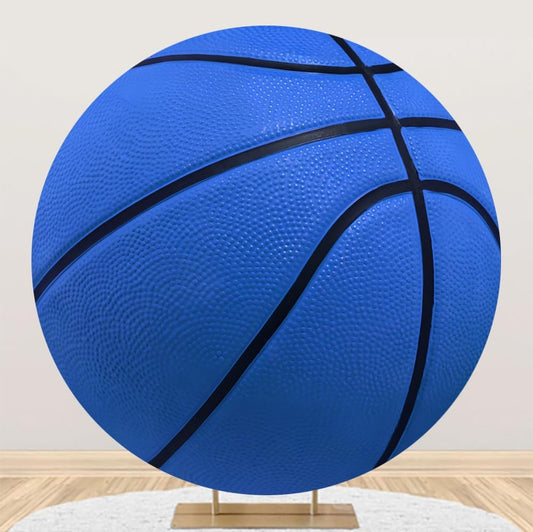 Leyiyi 6x6ft Basketball Round Backdrop Cover Blue Basketball Round Backdrop Basketball Match Sports Theme Circle Photography Background for Boys Baby Shower Newborn Gender Reveal Party Decor