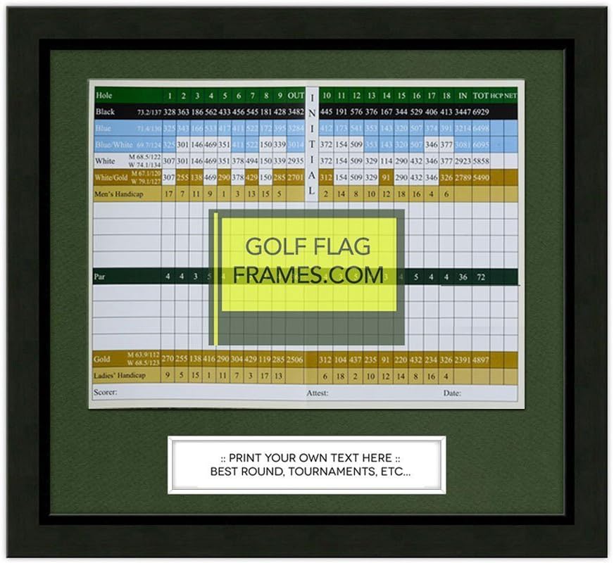 11x10 Black Golf Scorecard Frame, Moulding blk-001, NEW Fairway Green Mat (holds up to 6x8 card); card not included