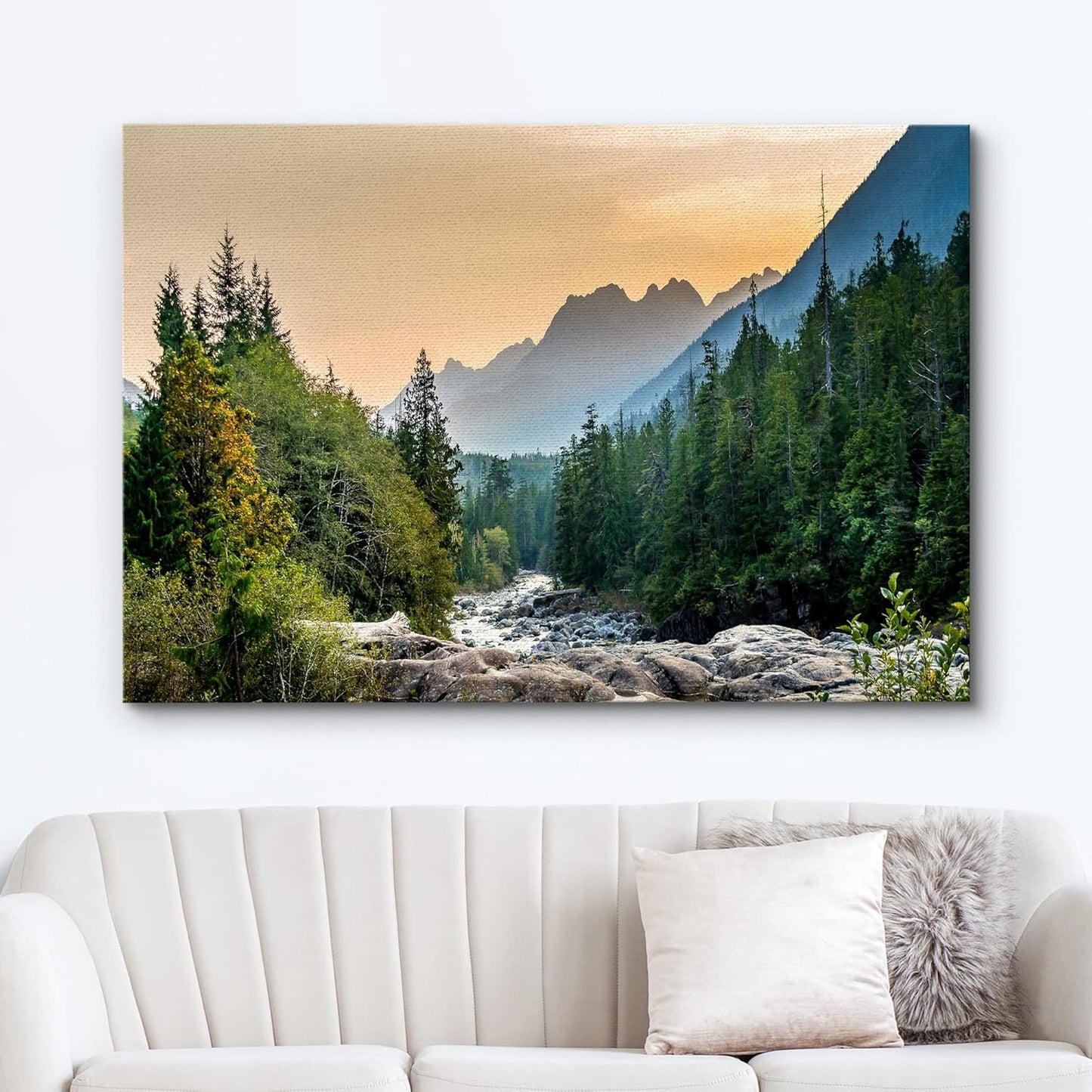 wall26 Canvas Print Wall Art Woodland Nursery Decor Colorado Forest River Rapid Rock Mountain Nature Wilderness Earth Scenery Rustic Scenic Landscape for Living Room, Bedroom, Office - 12"x18"