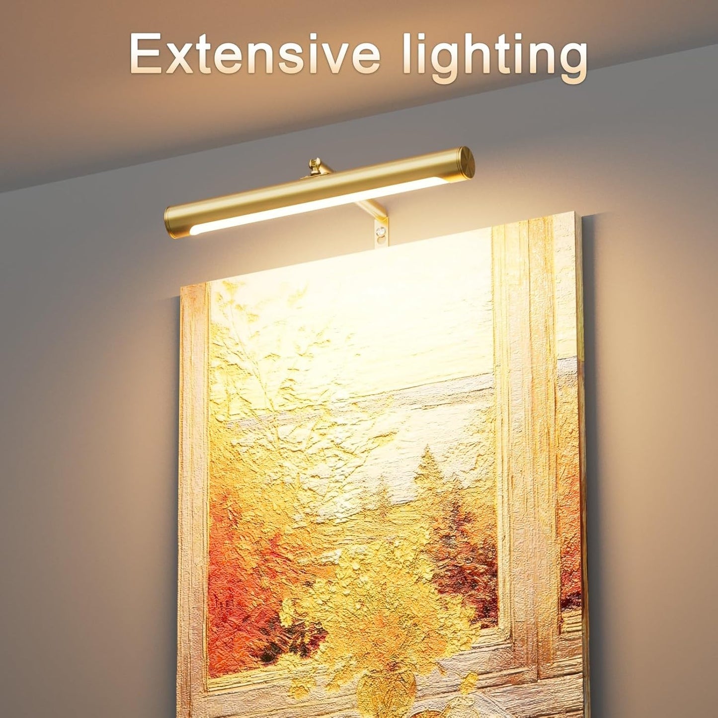 4W Picture Light Plug in, 12" Adjustable LED Art Light with Remote Control, Dimmable Wall Light for Picture Display Dartboard Art Work (Gold)