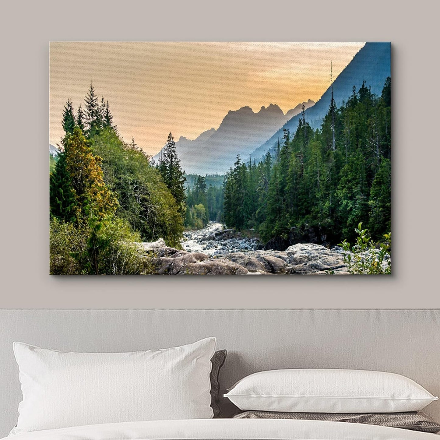 wall26 Canvas Print Wall Art Woodland Nursery Decor Colorado Forest River Rapid Rock Mountain Nature Wilderness Earth Scenery Rustic Scenic Landscape for Living Room, Bedroom, Office - 12"x18"