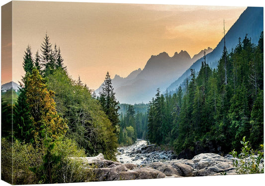 wall26 Canvas Print Wall Art Woodland Nursery Decor Colorado Forest River Rapid Rock Mountain Nature Wilderness Earth Scenery Rustic Scenic Landscape for Living Room, Bedroom, Office - 12"x18"