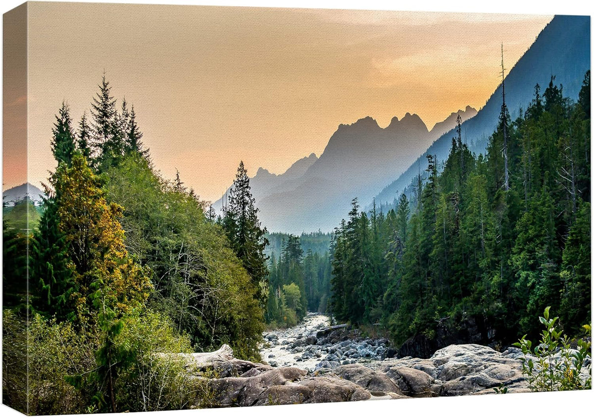 wall26 Canvas Print Wall Art Woodland Nursery Decor Colorado Forest River Rapid Rock Mountain Nature Wilderness Earth Scenery Rustic Scenic Landscape for Living Room, Bedroom, Office - 32"x48"